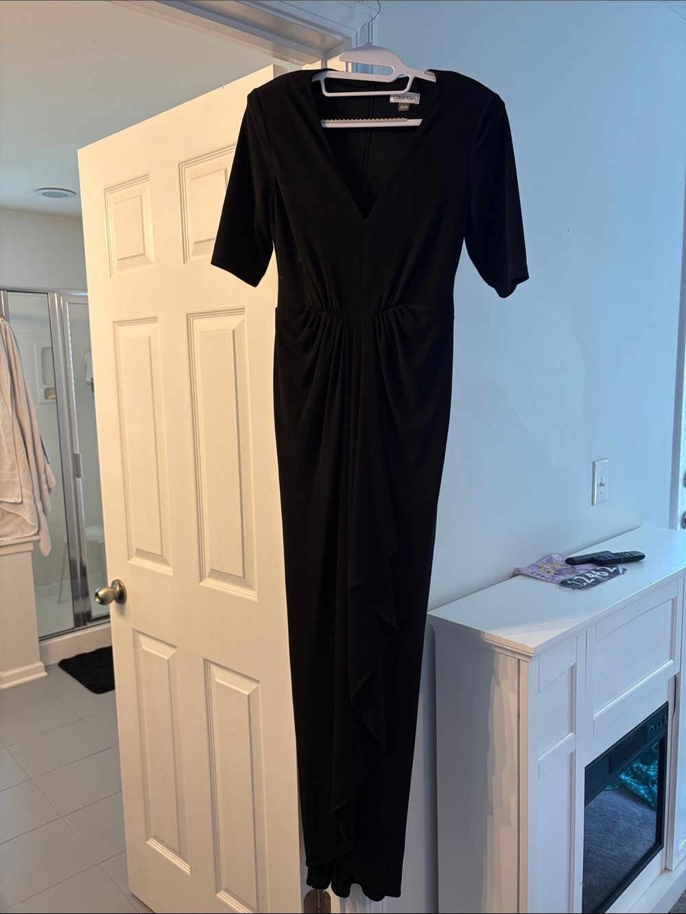Black V-Neck Ruched Maxi Dress - Women